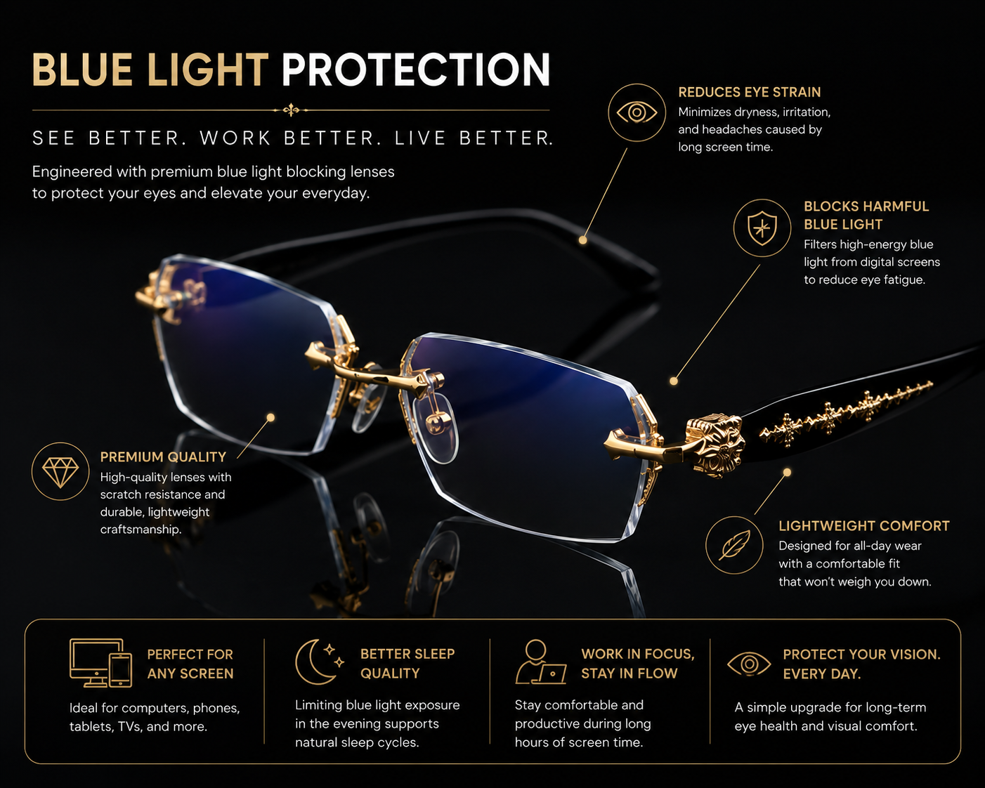WeCharm Frameless Gold Glasses